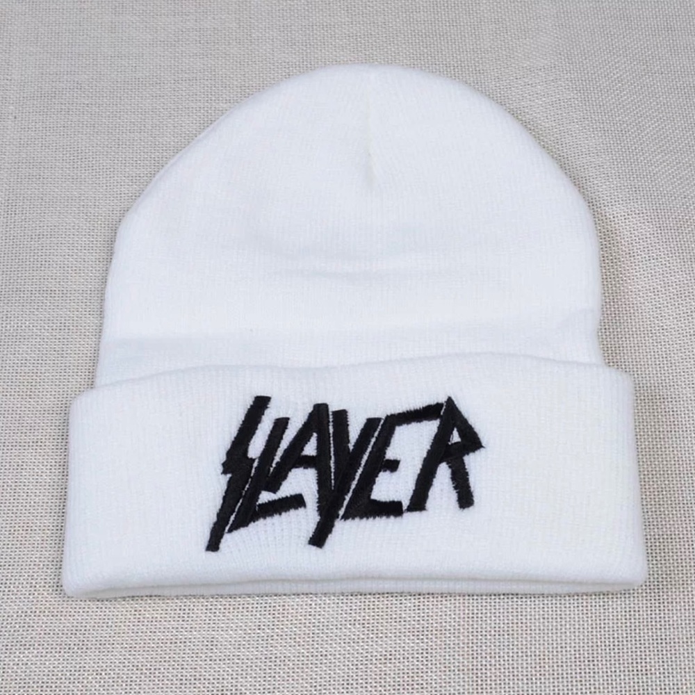 Unisex Slayer Fashion White and Black Beanie Hat